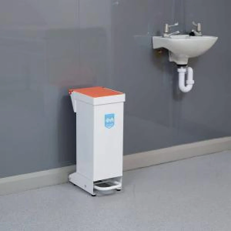 Image of Fire Retardant Steel Sackholder White Body with Orange Lid 28L 410361