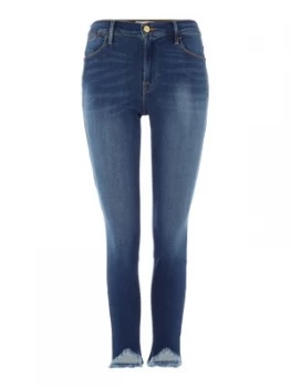 image of Frame Le High Skinny Triangle Hem Denim Dark Wash