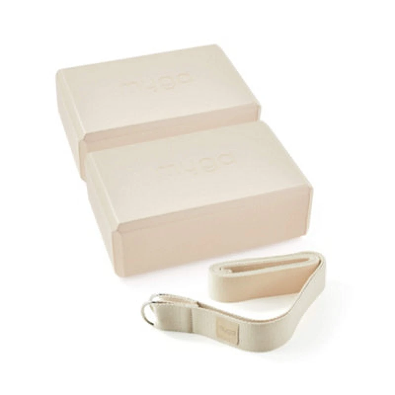 Image of Myga Pair Of Yoga Blocks & Strap Sand