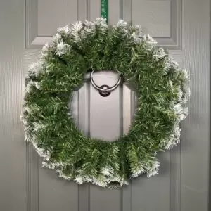 image of 55cm Premier Christmas Snow Tipped Green Pine PVC Door Wreath