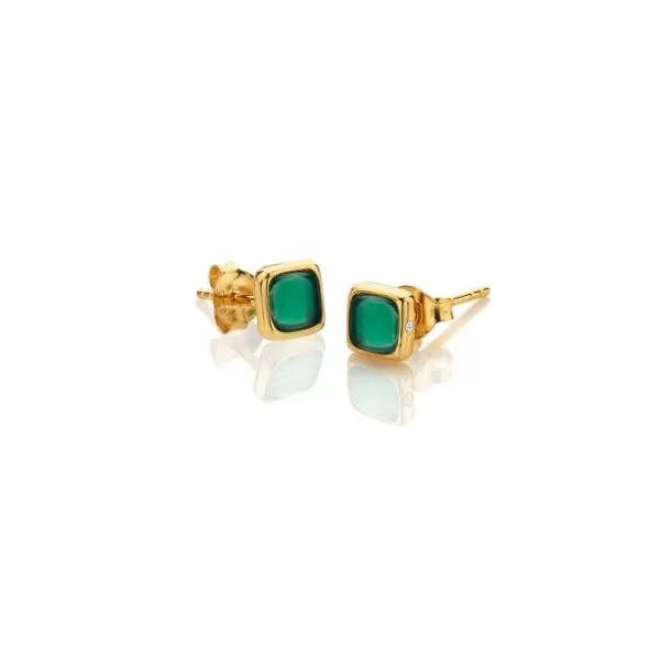 Image of Square Green Agate Earrings DE771