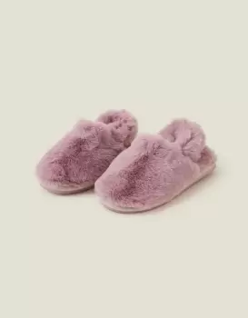 image of Accessorize Girl's Faux Fur Slingback Slippers Purple, Size: L