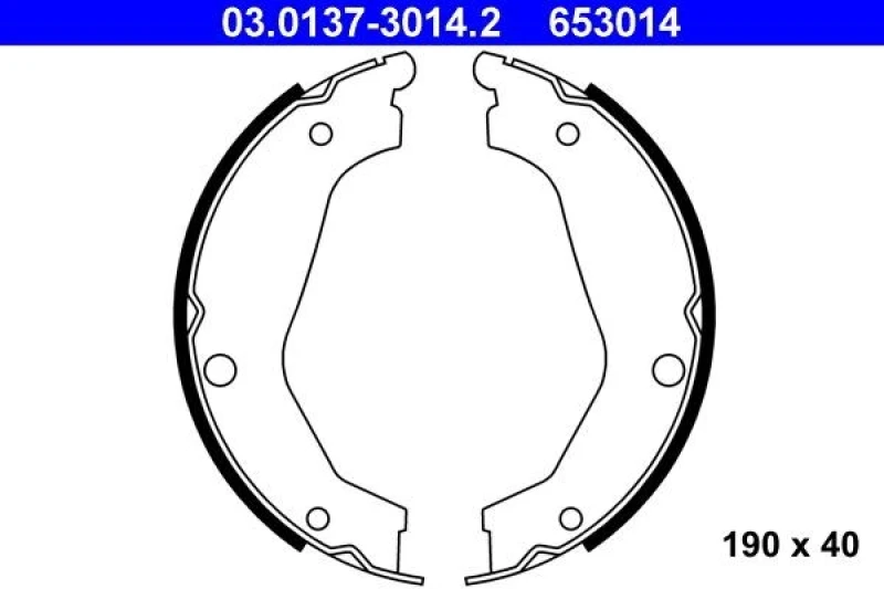 Image of ATE 03.0137-3014.2 Handbrake Shoes without lever Brake Shoe Set,parking brake (1419)