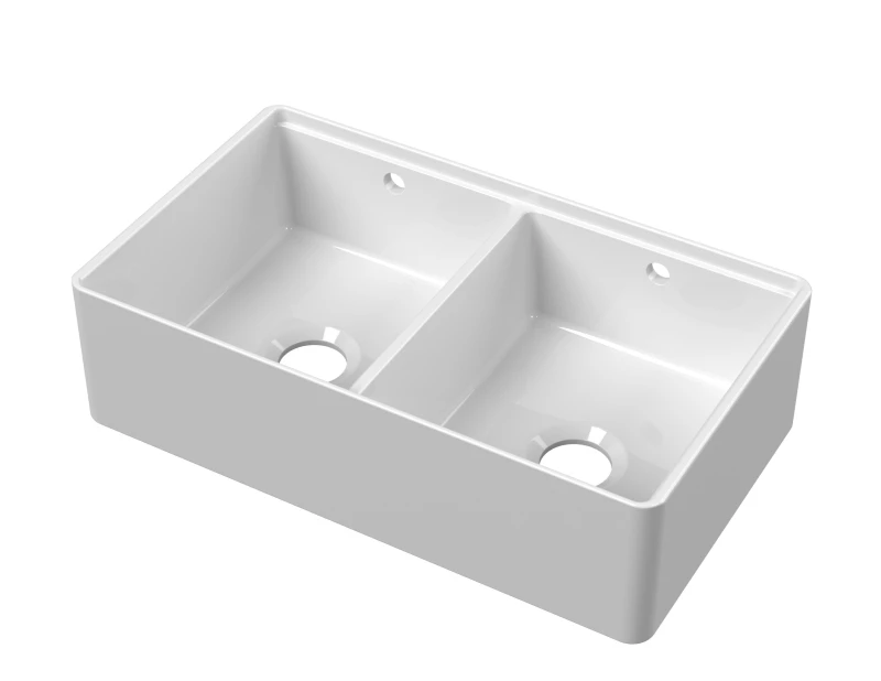 Image of Balterley Fireclay Kitchen Sink Thin Edge Flush Weir 795mm in White White Unisex