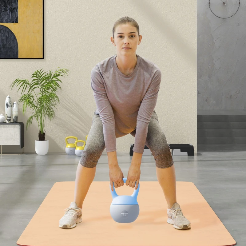 Image of SPORTNOW 8KG Kettlebell w/ Soft Body, Non-Slip Handle, Light Blue and Grey, Blue A91-340V02LB
