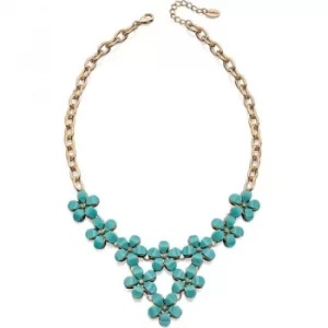 Image of Ladies Fiorelli PVD Gold plated Blue Stone Flower Necklace