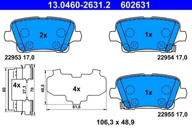 Image of Brake pad set ATE 13.0460-2631.2