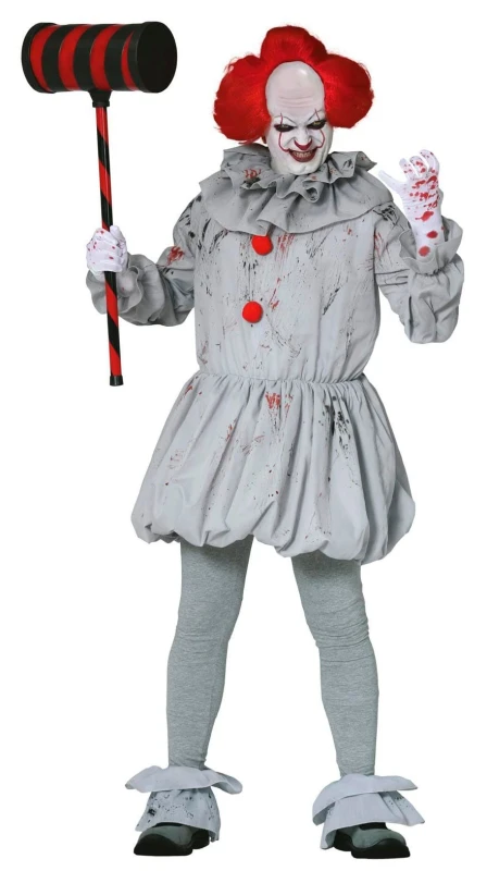 Image of Fiestas Guirca Fancy Dress Adult Scary Clown in Red Size: Large Red Unisex L