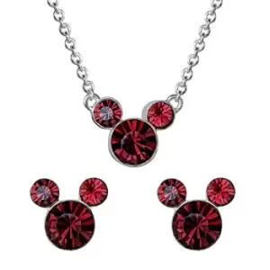 Disney Mickey Dark red Costume Birthstone Earring and Necklace Gift Set SH00519RJANL