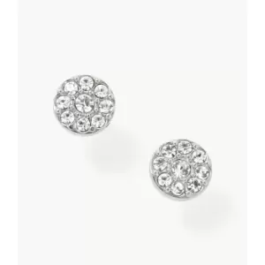 Image of Fossil Womens Sutton Disc Silver-Tone Stainless Steel Stud Earring - Silver