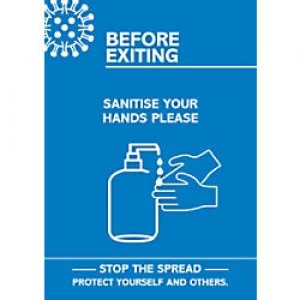 Image of Seco Health & Safety Poster Before exiting, sanitise your hands Semi-Rigid Plastic 42 x 59.5 cm
