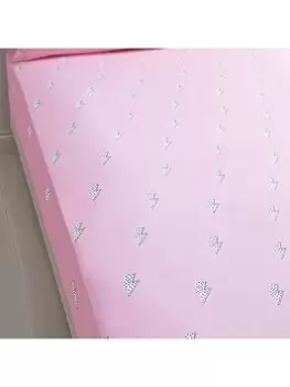 image of Sassy B Lightning Bolt Fitted Sheet - Pink