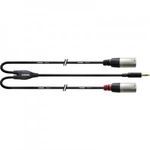 Image of Cordial CFY 3 WMM-LONG Audio/phono Adapter cable [1x Jack plug 3.5mm - 2x XLR plug] 3m Black