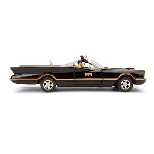 Image of DC Comics - Batman 1966 TV Series Classic Batmobile Metals Die-cast Toy Car with Batman Die-cast Figure (Black/Orange)