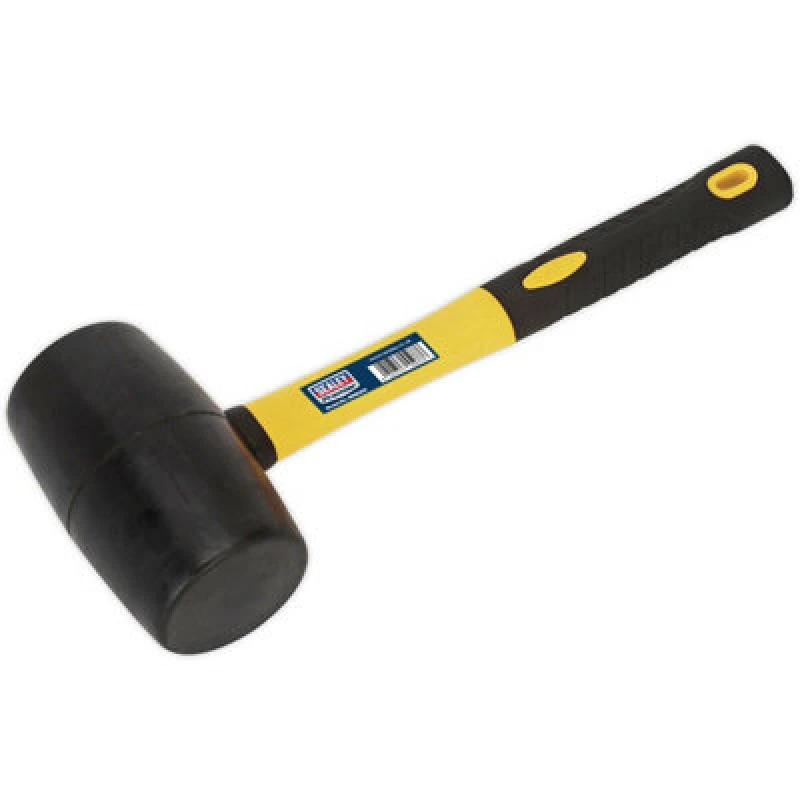 Image of Loops 2lb Rubber Mallet - Fibreglass Shaft - General Purpose Hammer - DIY Tool Camping Clear