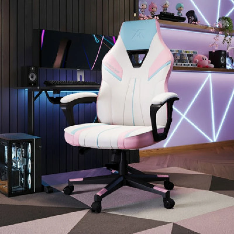 Image of X Rocker Tempest Ergonomic PC Office Gaming Chair - Bubblegum, Blue 2025057