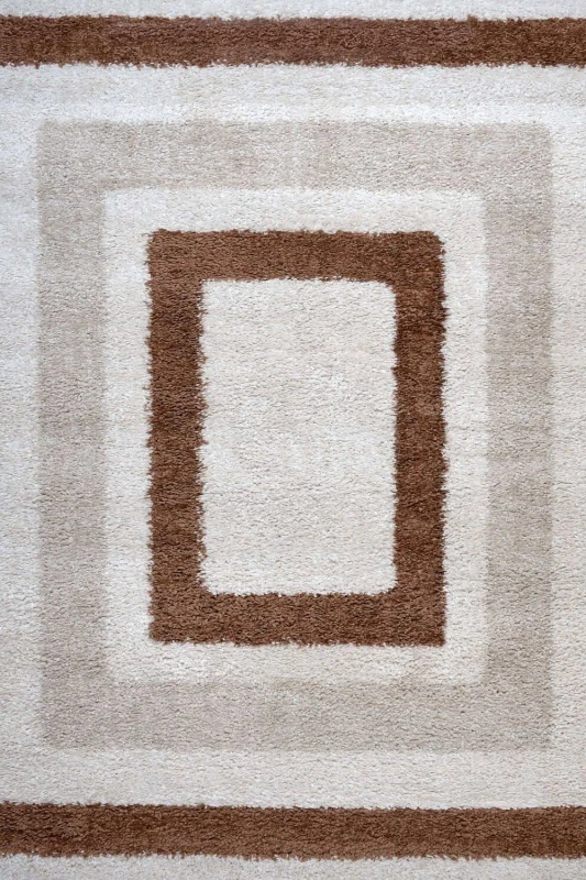 Image of THE RUGS Moodi Border Design Shaggy Soft High Pile Living Room Rug & Runner in Terracotta Size: 80cm x 150cm Terracotta Unisex 80cm x 150 cm