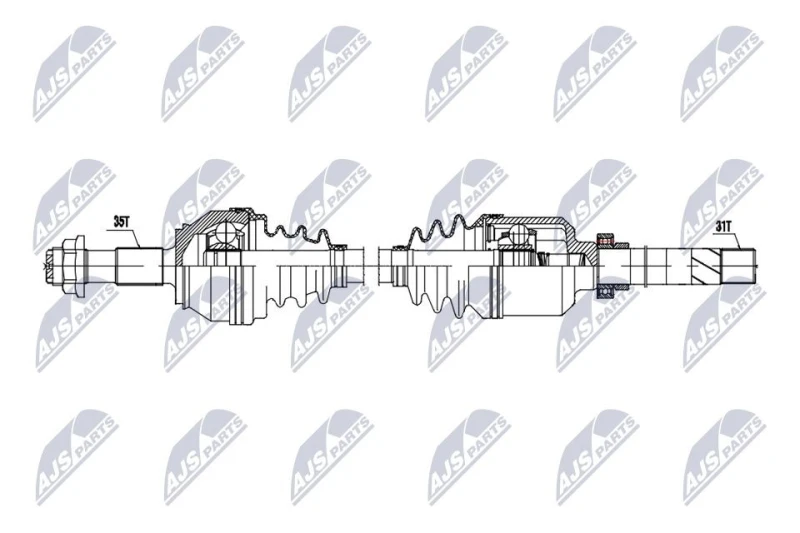 Image of NTY NPW-CT-167 Drive shaft 6-Speed Manual Transmission, Front Axle Right Drive Shaft (13)