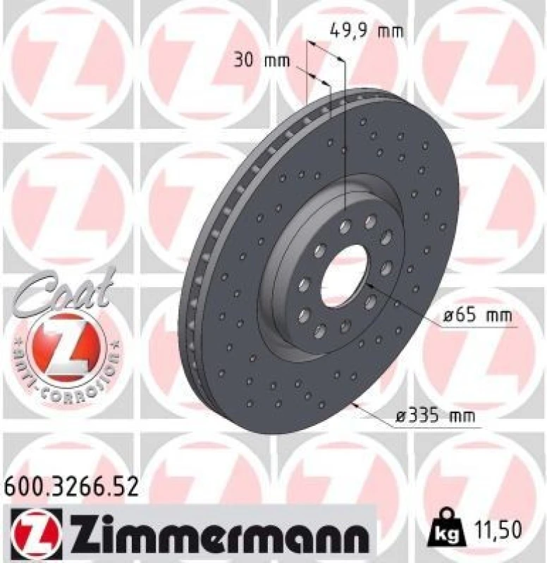 Image of ZIMMERMANN Brake disc ZIMMERMANN 600.3266.52