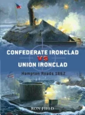 Image of confederate ironclad vs union ironclad hampton roads 1862