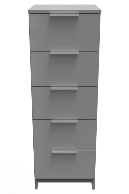 Image of Poole 5 Drawer Tallboy In Uniform Grey & Dusk Grey (Ready Assembled)