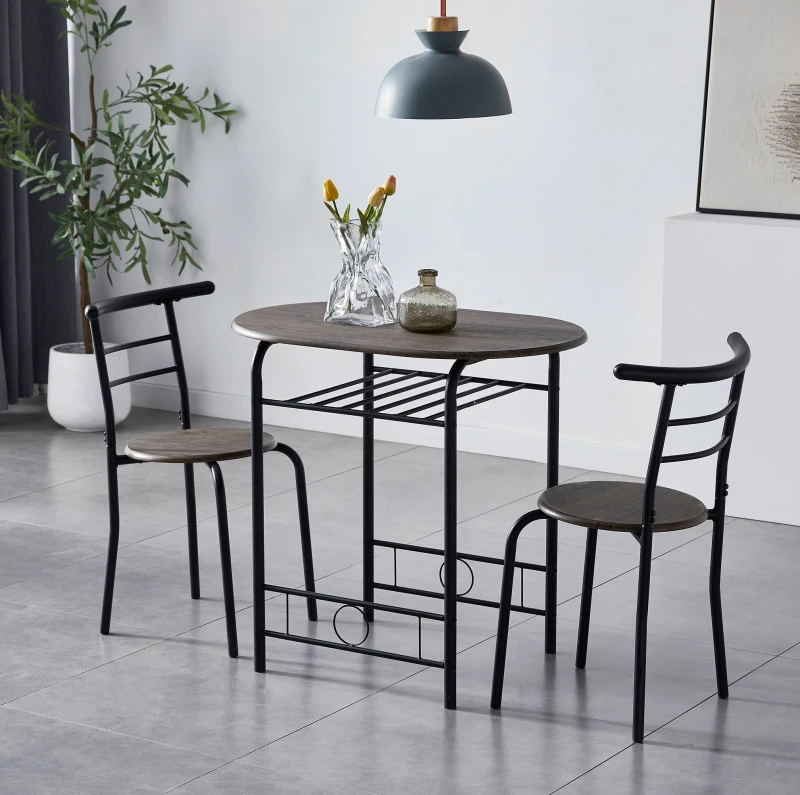 Image of MCC Direct Breakfast Bar Table with 2 chairs Barley Dark Brown