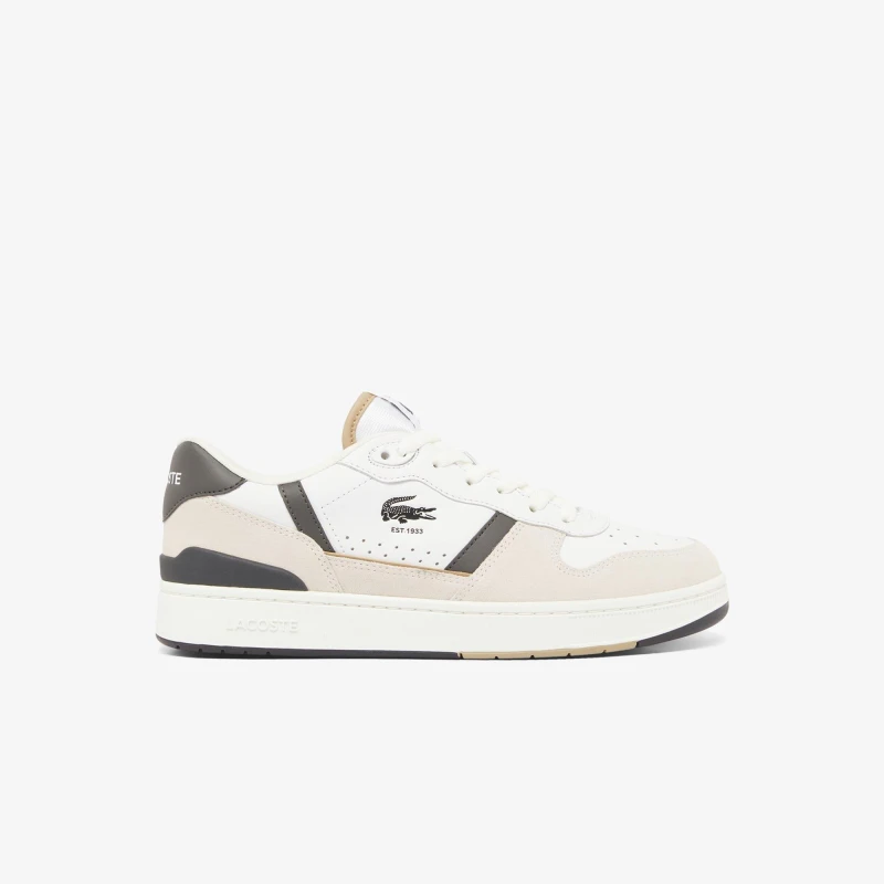 Image of Lacoste T-Clip Set Leather Court Trainers White Green male UK 8