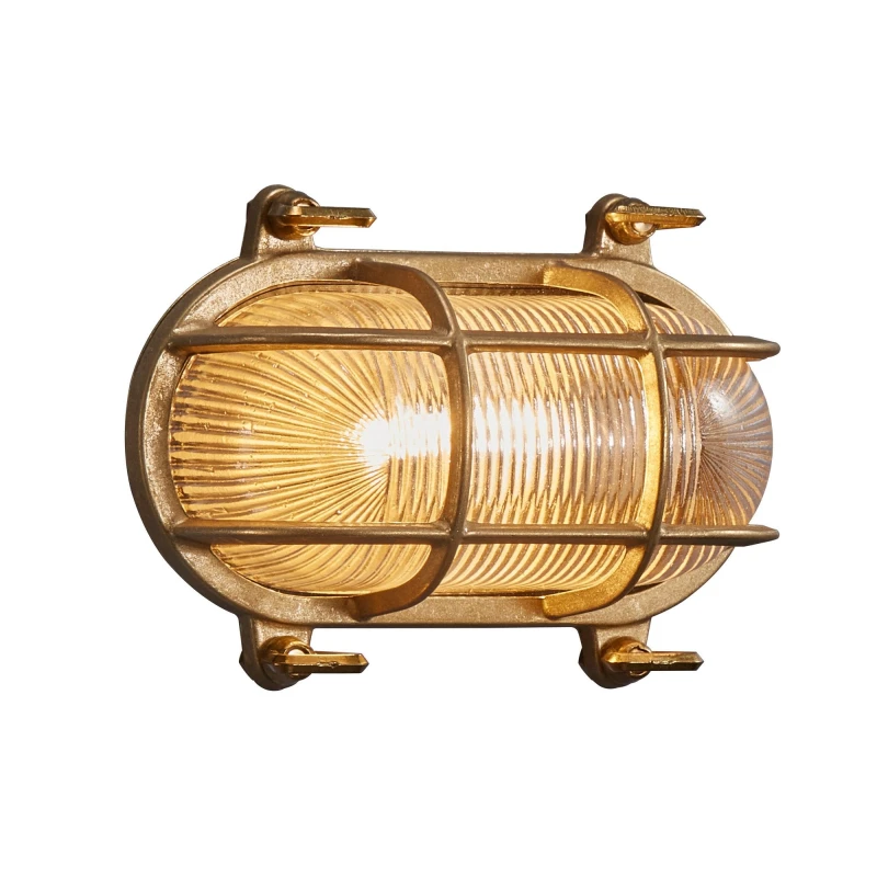 Image of Nordlux Helford Outdoor Wall Light Brass Brass Garden E27 IP64 Mains in Gold Gold Unisex