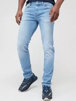 Image of BOSS Delaware Slim Fit Jeans - Bright Blue, Bright Blue, Size 30, Length Regular, Men