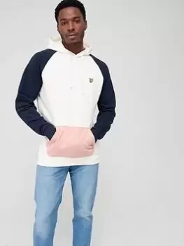 Image of Lyle & Scott Colour Block Hoodie - Cobalt, Off White, Size L, Men
