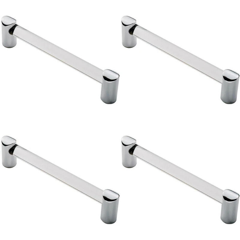 Image of Loops 4x Round Tube Pull Handle 148 x 16mm 128mm Fixing Centres Clear & Chrome Multi unisex