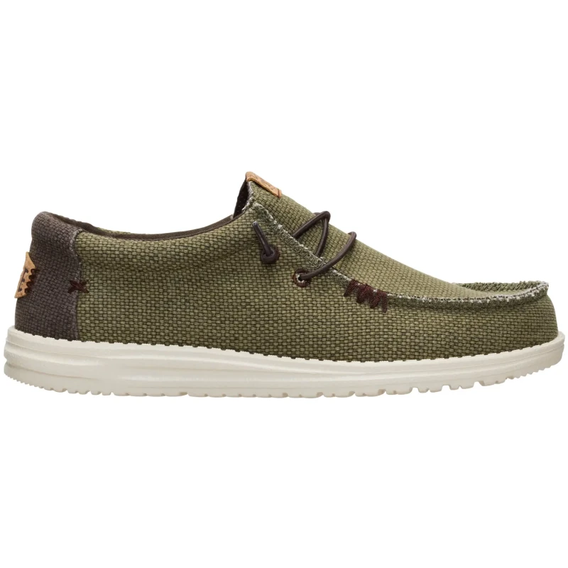 Image of HEYDUDE Mens Wally Braided Slip on Shoe in Olive Size: 10 Olive Male 10