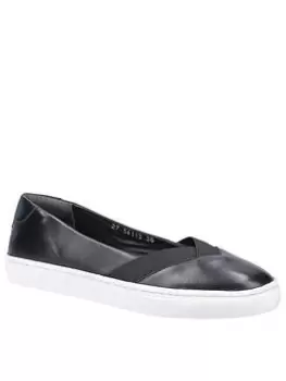 Image of Hush Puppies Tiffany Slip On Plimsoll - Black, Size 3, Women