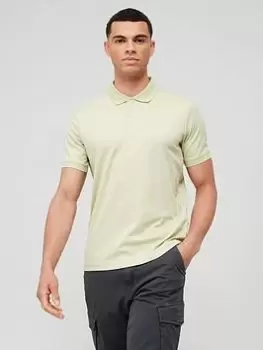 image of Calvin Klein Smooth Cotton Slim Fit Polo Shirt - Light Green, Light Green, Size L, Men