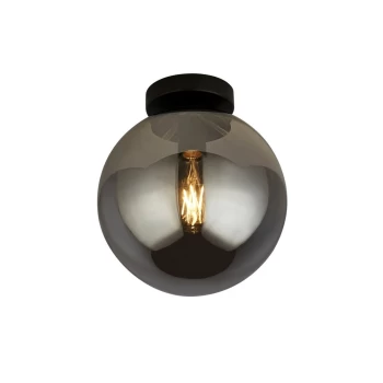 image of 1 Light Flush , Smoked Glass, Black