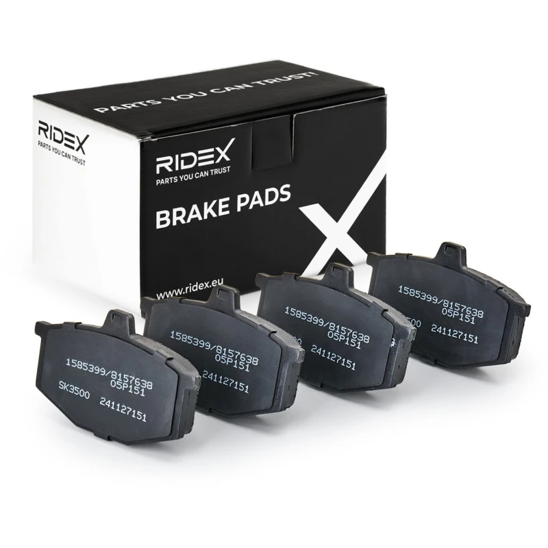 Image of RIDEX 402B1029 Brake pad set Front Axle, not prepared for wear warning indicator Brake Pad Set,disc brake (402)