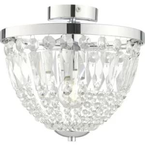 Image of Endon Iona Decorative Bathroom Flush Ceiling Light with Crystal Faceted Droplets, IP44