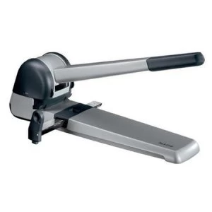 image of Leitz Extra Heavy-Duty Long- Handled Hole Punch Metallic Black 250 Sheets of 80gsm Paper