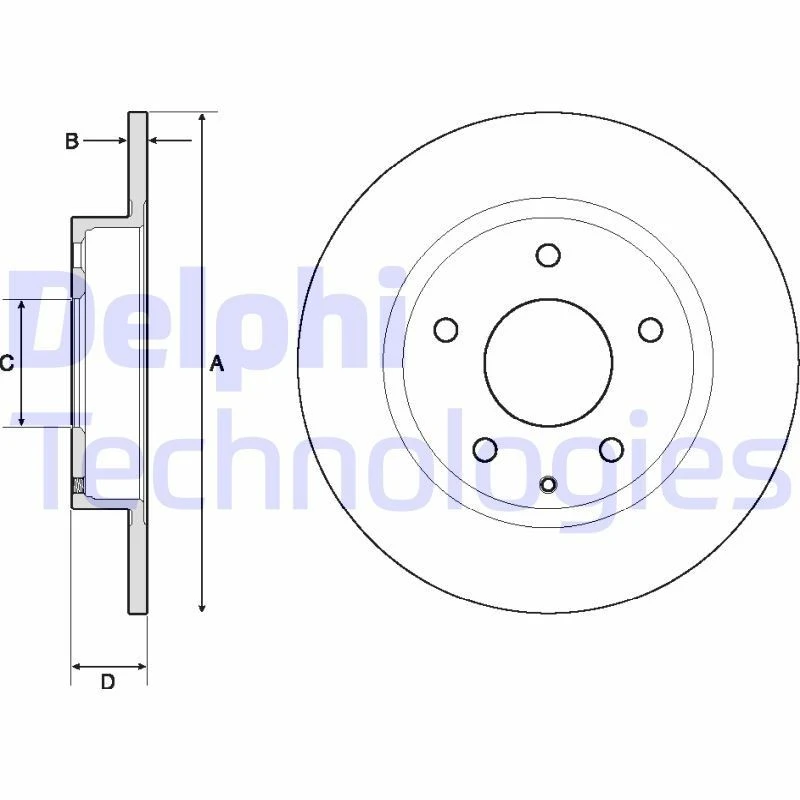Image of DELPHI Brake disc DELPHI BG4707C