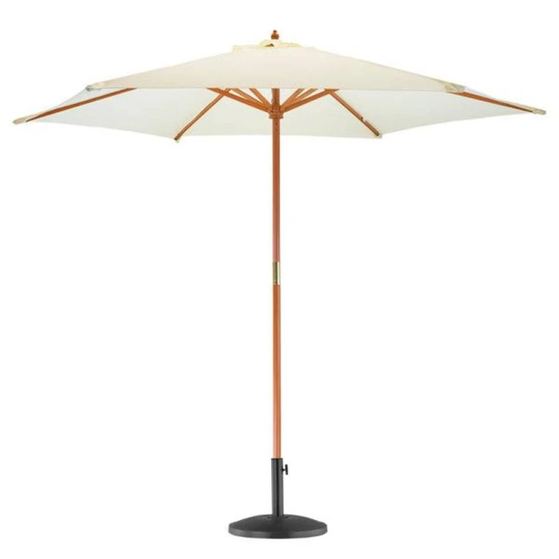 Image of Harbour Housewares Wooden Garden Parasol & Base Set - 2.7M - Natural