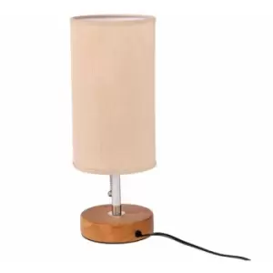 image of Dual usb Charging Bedside Nightstand Table Lamp with Linen Fabric Lampshade - Includes Bulb - Oypla