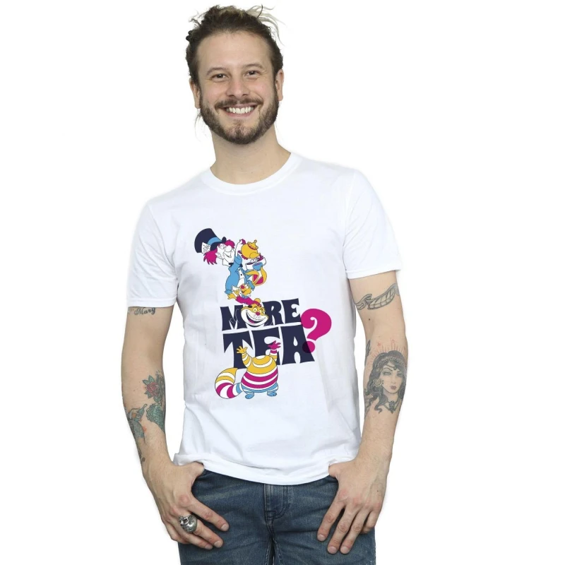 Image of Disney Men Alice In Wonderland More Tea T-Shirt in White Size: Small White S Male 5063283634176