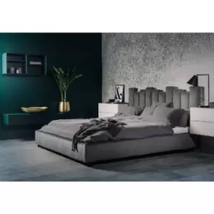 Image of Glexton Bed King Plush Velvet Grey
