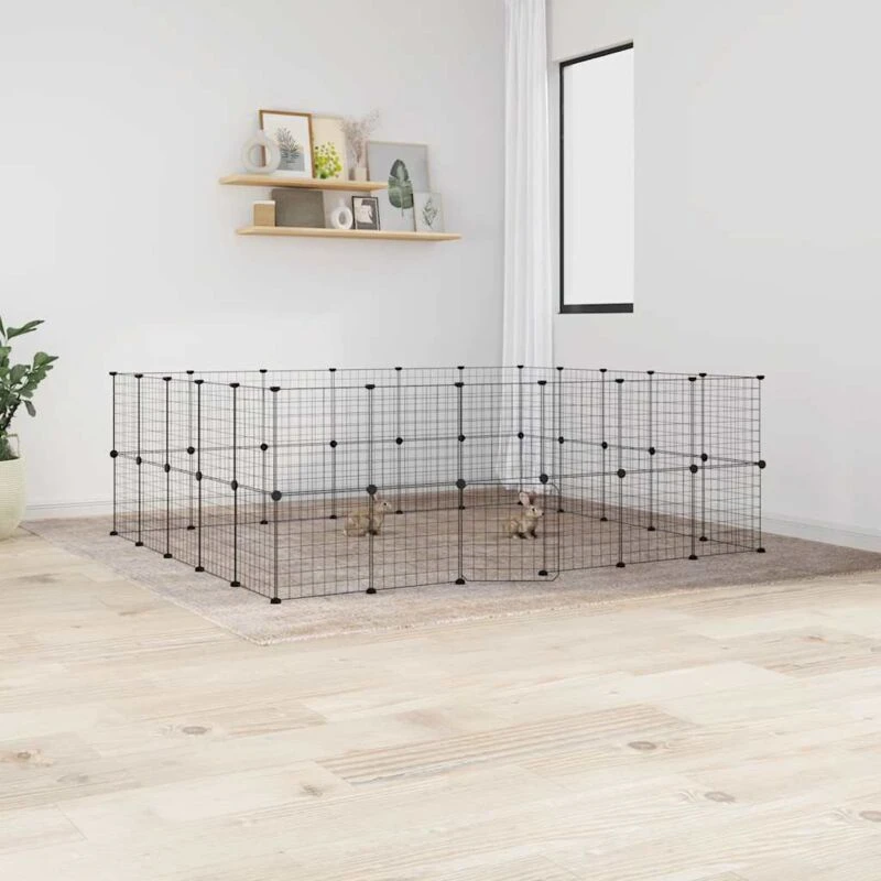 Image of VIDAXL 44-Panel Pet Cage with Door Black 35x35cm Steel Vidaxl 8720287190738