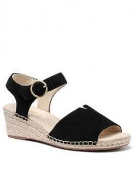 image of Hotter Fiji Wedge Ankle Strap Sandals - Black, Size 3, Women