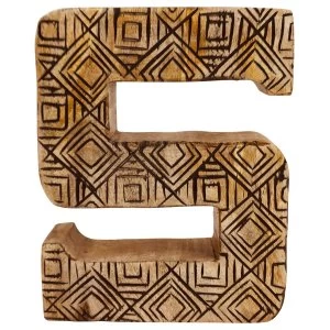 Image of Letter S Hand Carved Wooden Geometric