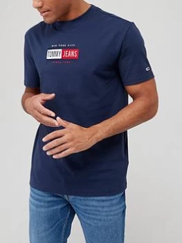 Image of Tommy Jeans Timeless Tommy T-Shirt - Twilight Navy, Twilight Navy Size XL Men