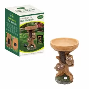 Gardenkraft Owl Bird Bath With Solar Powered Light