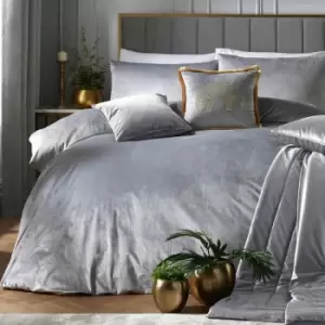 image of Laurence Llewelyn Bowen Montrose Velvet Duvet Cover Set, Silver, King