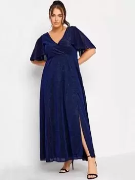 Image of Yours Metallic Maxi Dress, Blue, Size 16, Women